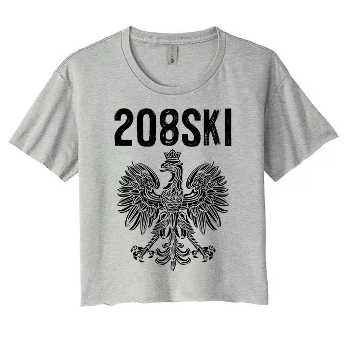 Idaho Polish Eagle Flag Pride 208 Area Code Dyngus Day Gift Women's Crop Top Tee