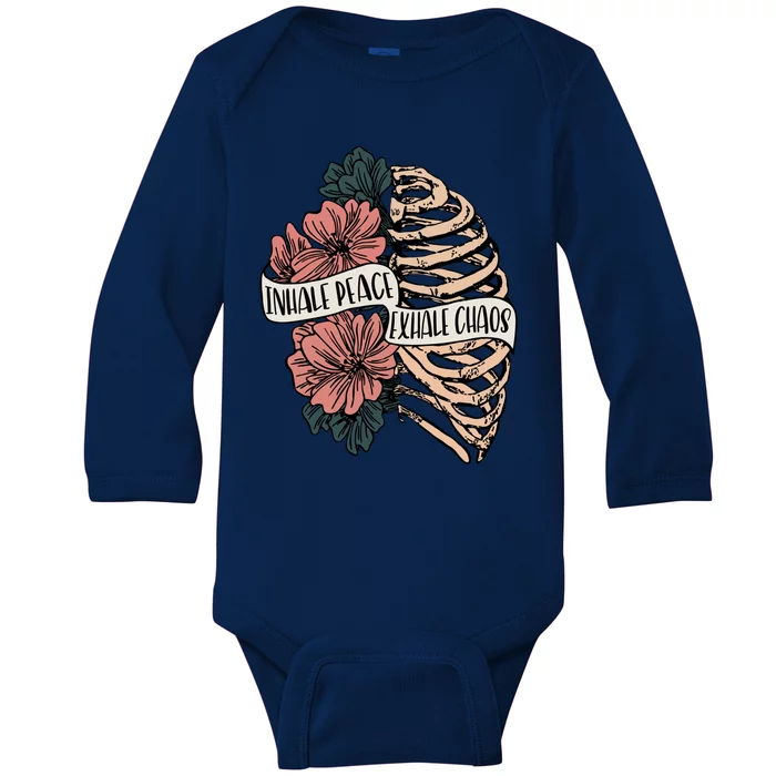 Inhale Peace Exhale Chaos Cool Gift Baby Long Sleeve Bodysuit