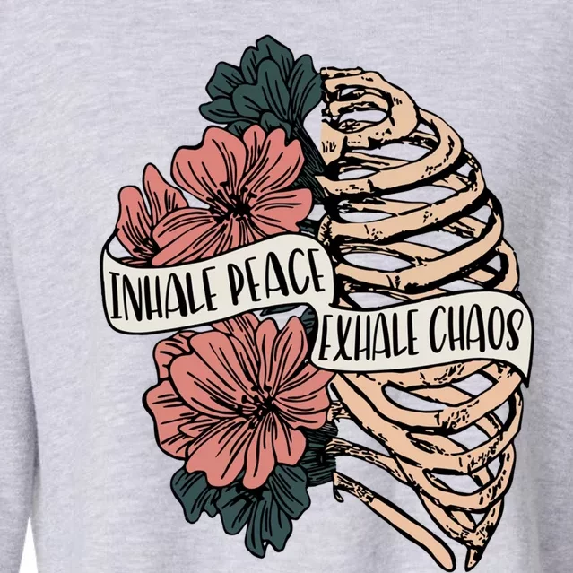 Inhale Peace Exhale Chaos Cool Gift Cropped Pullover Crew