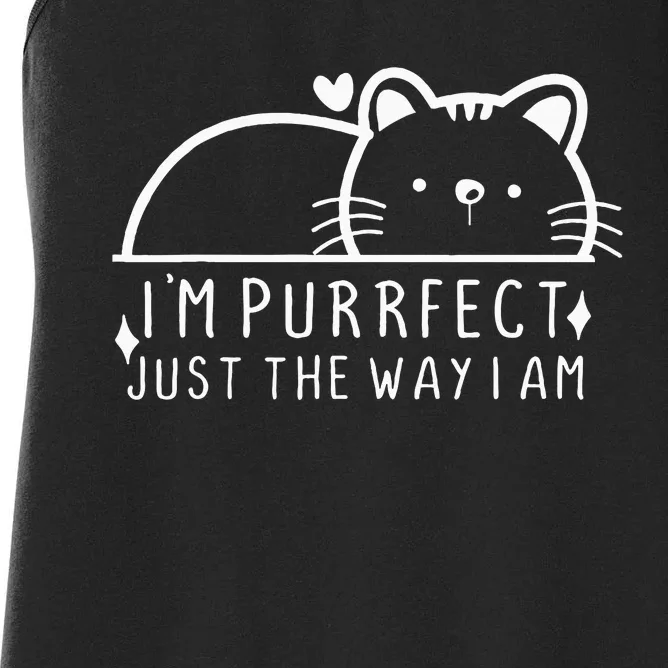 IM Purrfect Funny Cat Pet Lover Fun Pun Women's Racerback Tank