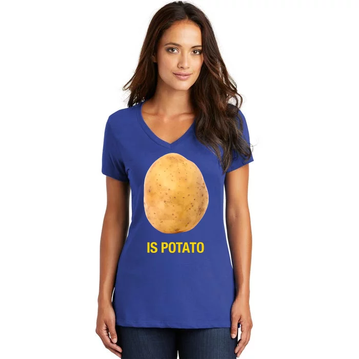 Is Potato Funny Late Show Meme Comedy TV Saying Women's V-Neck T-Shirt