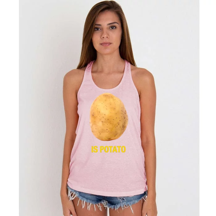 Is Potato Funny Late Show Meme Comedy TV Saying Women's Knotted Racerback Tank