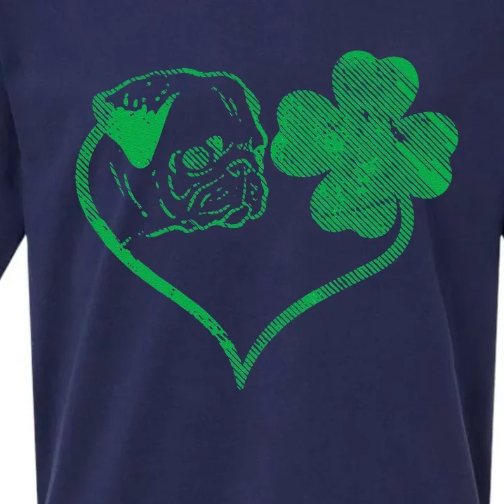 Irish Pug Face Shamrock Clover St Patricks Day Dog Owner Sueded Cloud Jersey T-Shirt