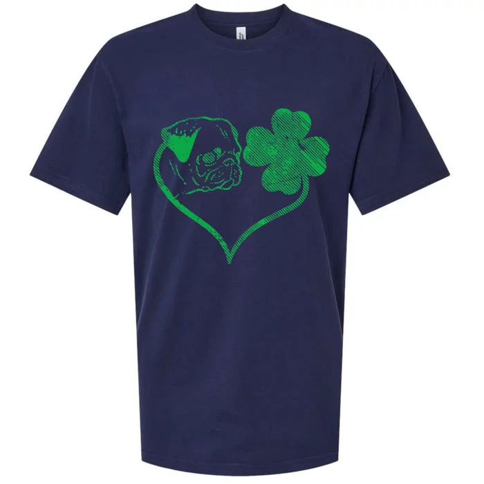 Irish Pug Face Shamrock Clover St Patricks Day Dog Owner Sueded Cloud Jersey T-Shirt