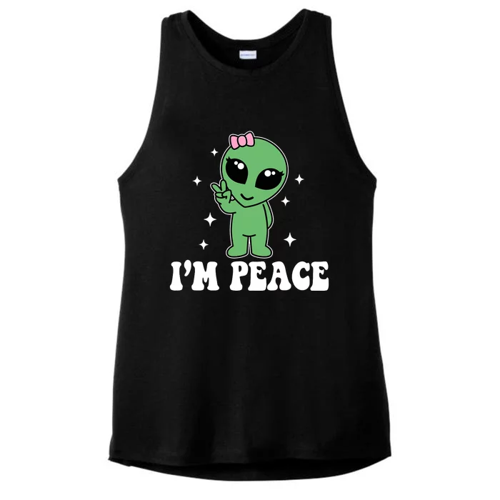 IM Peace Funny Alien Couples Matching ValentineS Day Ladies Tri-Blend Wicking Tank