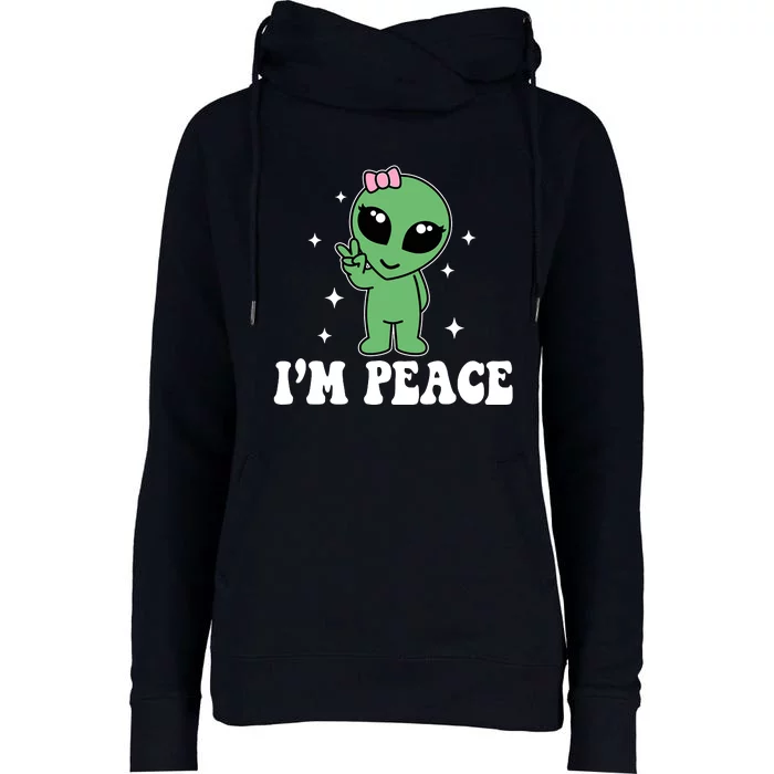 IM Peace Funny Alien Couples Matching ValentineS Day Womens Funnel Neck Pullover Hood