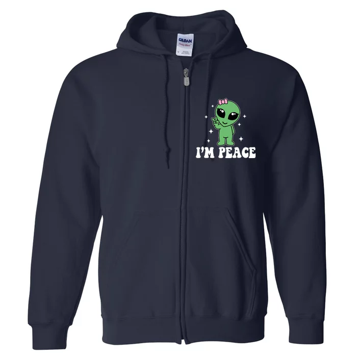 IM Peace Funny Alien Couples Matching ValentineS Day Full Zip Hoodie