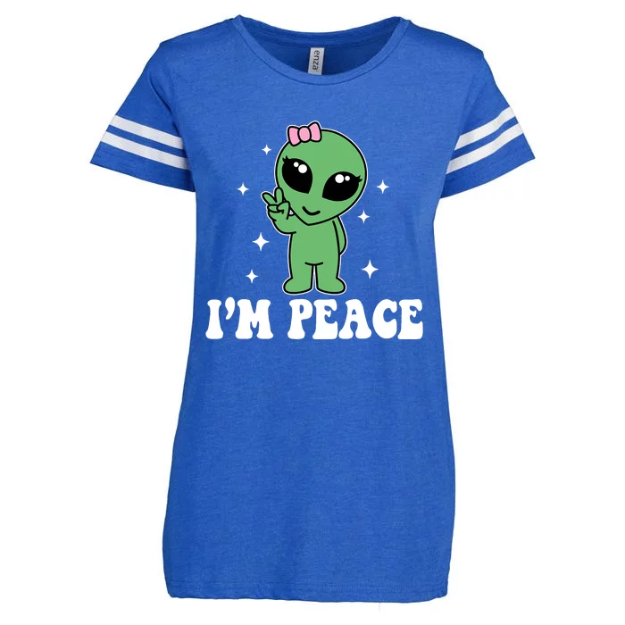 IM Peace Funny Alien Couples Matching ValentineS Day Enza Ladies Jersey Football T-Shirt