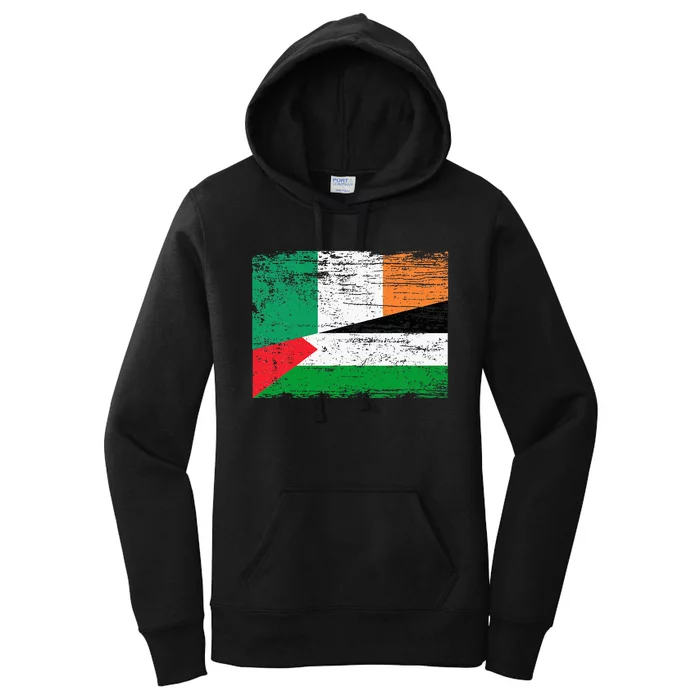 Ireland Palestine Flags Half Irish Half Palestinian Women's Pullover Hoodie