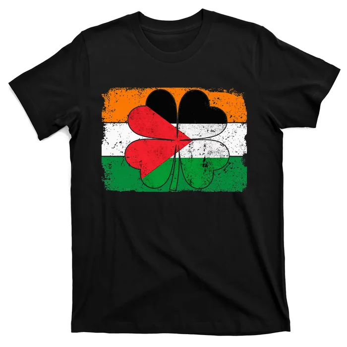 Irish Palestine Flag Ireland Shamrock St Patricks Day T-Shirt