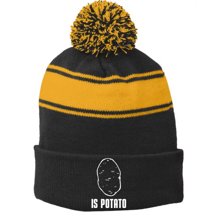 Is Potato Funny Potato Stripe Pom Pom Beanie