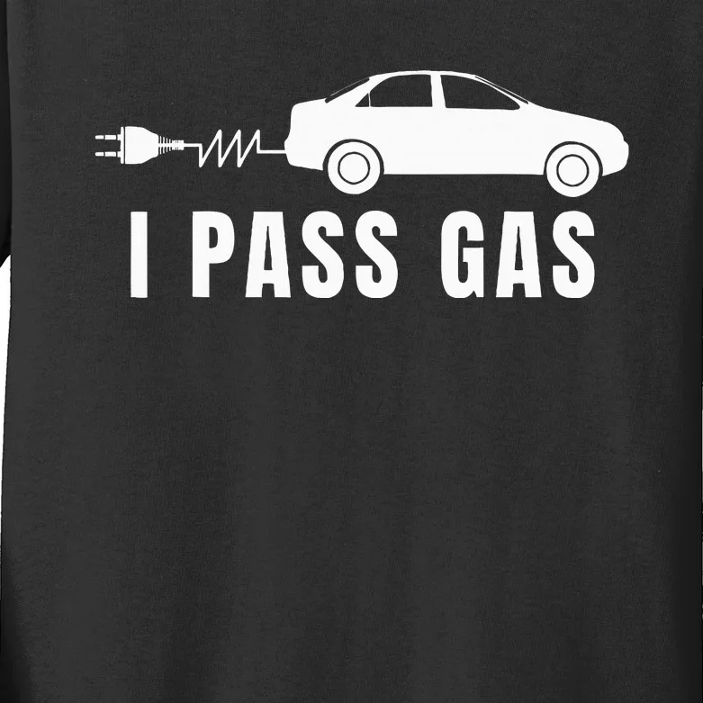 I Pass Gas Electric Car I Love Evs Electric Vehicle Kids Long Sleeve Shirt