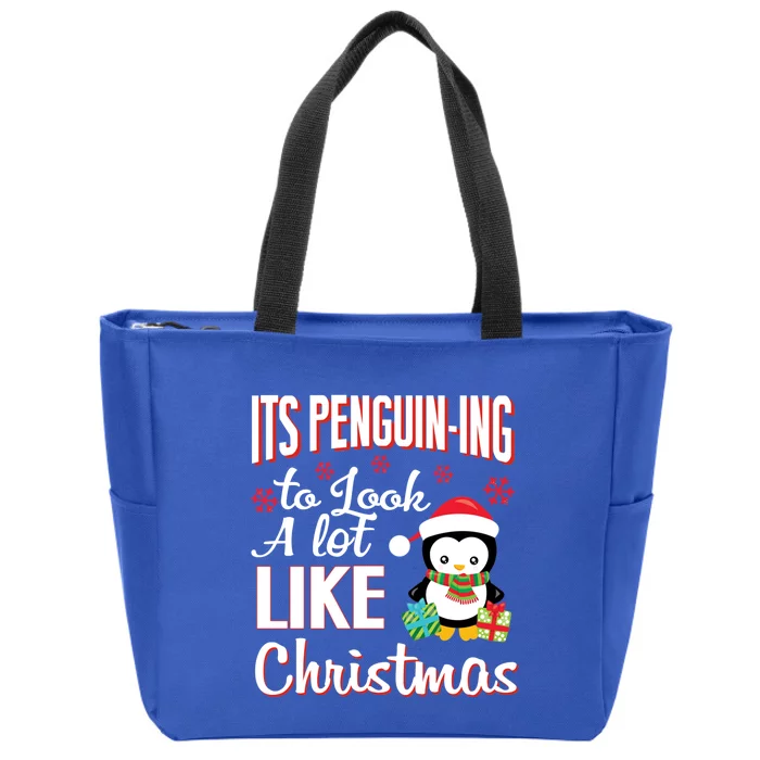 It's Penguincool Gifting To Look A Lot Like Christmas Penguin Meaningful Gift Zip Tote Bag