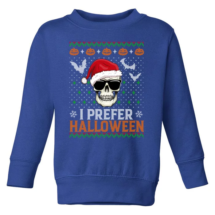 I Prefer Halloween Skull Christmas Sweater Ugly Gift Toddler Sweatshirt