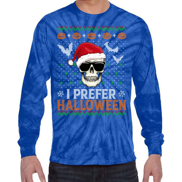 I Prefer Halloween Skull Christmas Sweater Ugly Gift Tie-Dye Long Sleeve Shirt