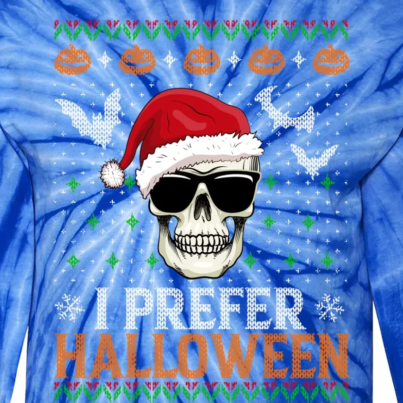 I Prefer Halloween Skull Christmas Sweater Ugly Gift Tie-Dye Long Sleeve Shirt