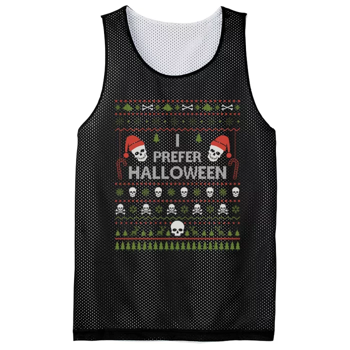 I Prefer Halloween Christmas Sweater Funny Ugly Xmas Holiday Mesh Reversible Basketball Jersey Tank