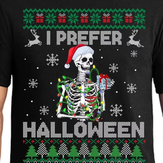 I Prefer Halloween Christmas Funny Skeleton Xmas Gift Pajama Set