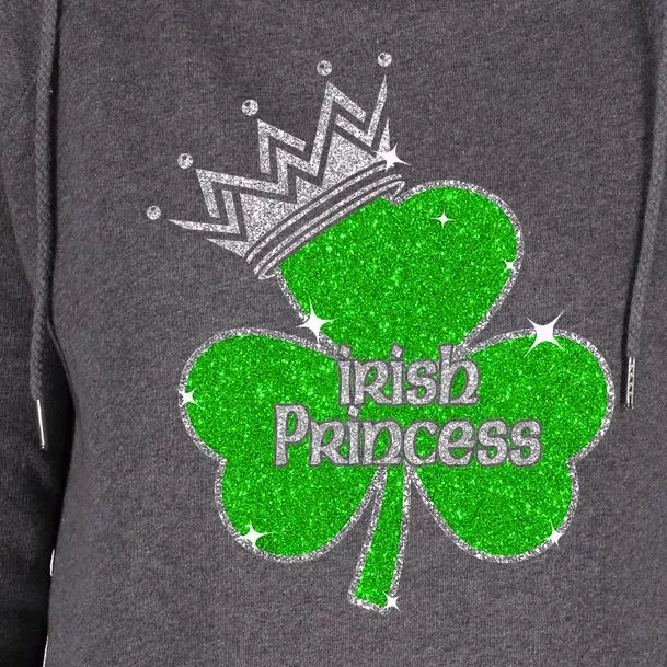 Irish Princess Happy St Patricks Day Shamrock Womens Funnel Neck Pullover Hood