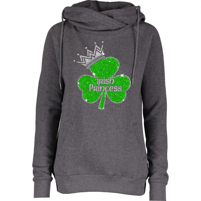 Irish Princess Happy St Patricks Day Shamrock Womens Funnel Neck Pullover Hood