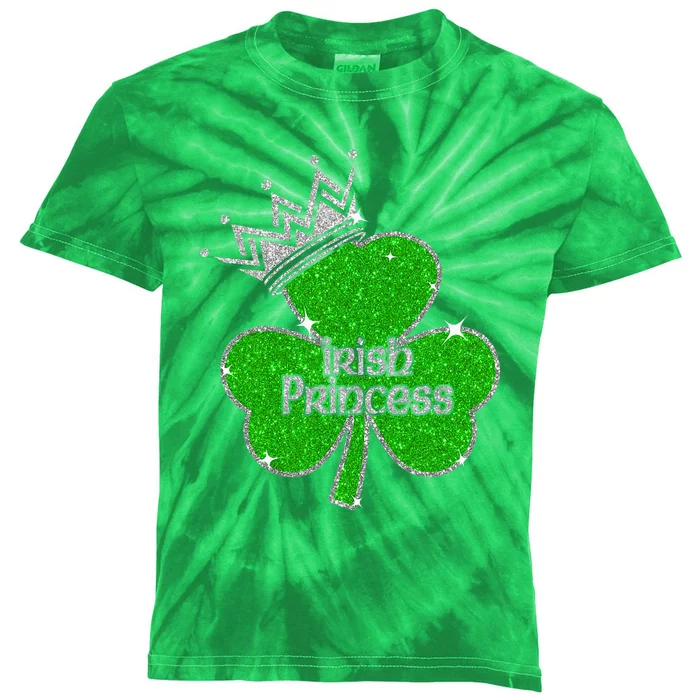 Irish Princess Happy St Patricks Day Shamrock Kids Tie-Dye T-Shirt