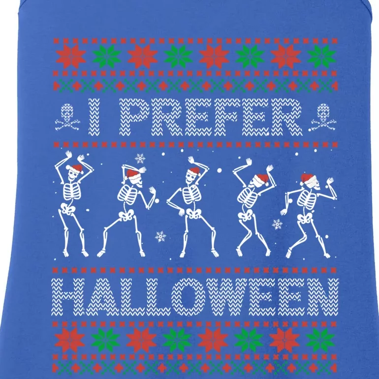 I Prefer Halloween Ugly Christmas Dancing Skeletons Gift Ladies Essential Tank