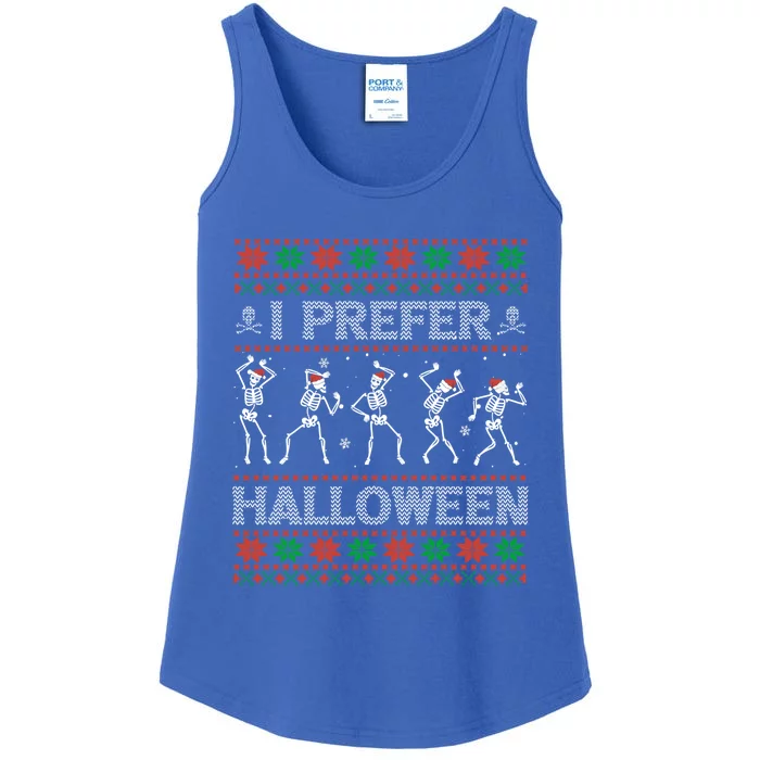 I Prefer Halloween Ugly Christmas Dancing Skeletons Gift Ladies Essential Tank