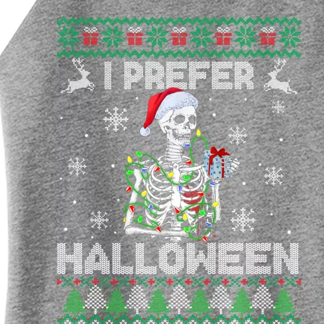 I Prefer Halloween Christmas Funny Skeleton Xmas Gift Women’s Perfect Tri Rocker Tank