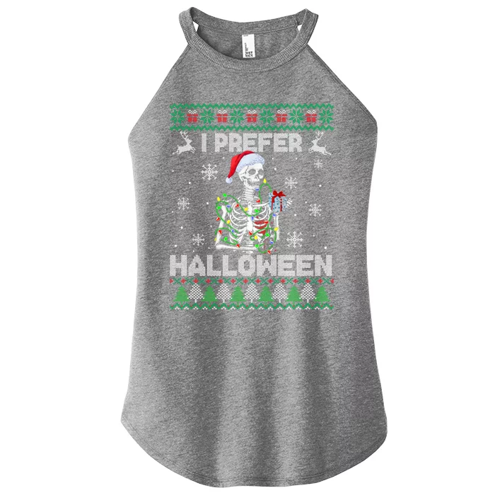 I Prefer Halloween Christmas Funny Skeleton Xmas Gift Women’s Perfect Tri Rocker Tank