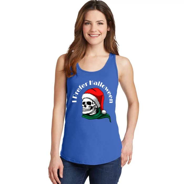 I Prefer Halloween Ugly Christmas Sweater Skull Santa Ladies Essential Tank