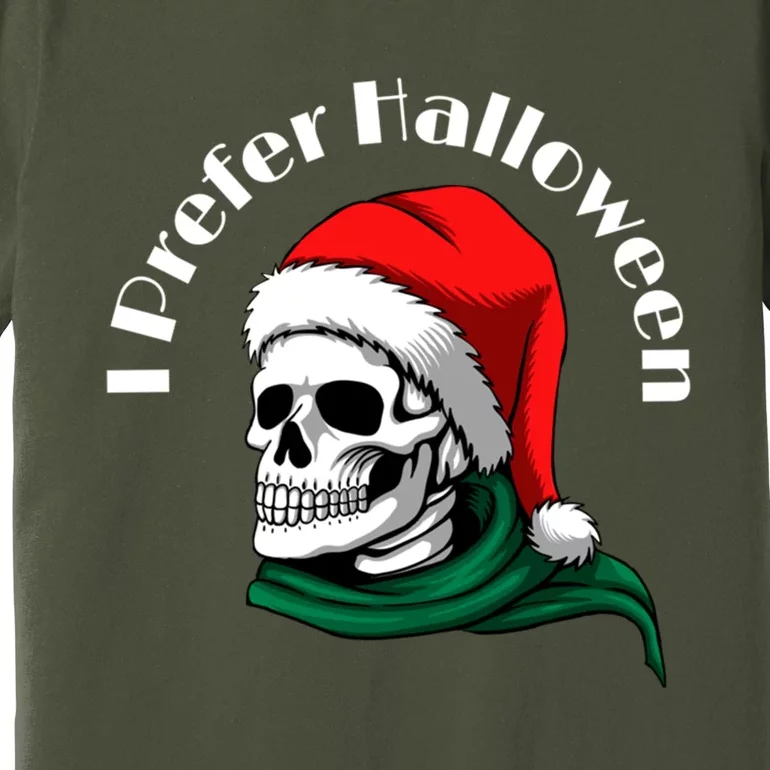 I Prefer Halloween Ugly Christmas Sweater Skull Santa Premium T-Shirt