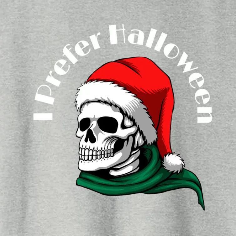 I Prefer Halloween Ugly Christmas Sweater Skull Santa Women's Crop Top Tee