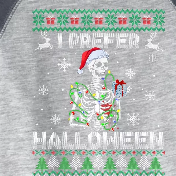 I Prefer Halloween Christmas Sweater Funny Skeleton Xmas Cute Gift Toddler Fine Jersey T-Shirt