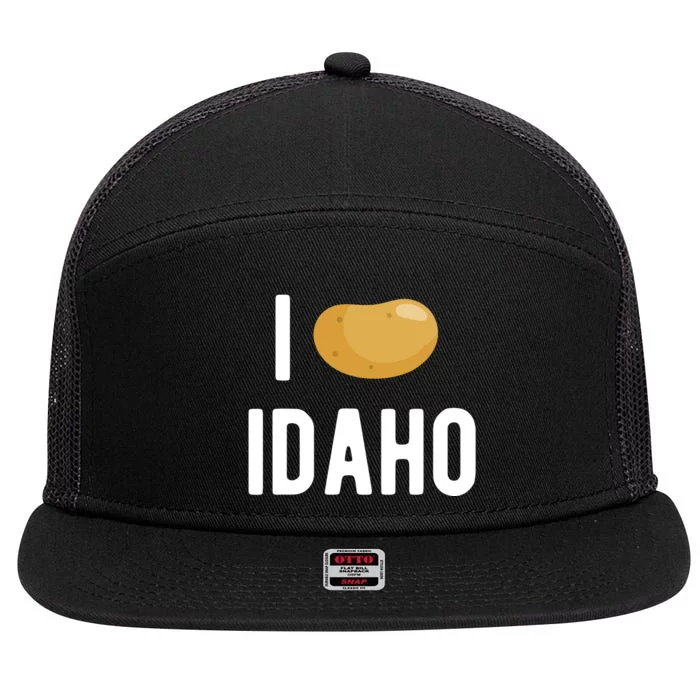 Idaho Potato I Love Vegetable Funny State Of Idaho Potatoes 7 Panel Mesh Trucker Snapback Hat