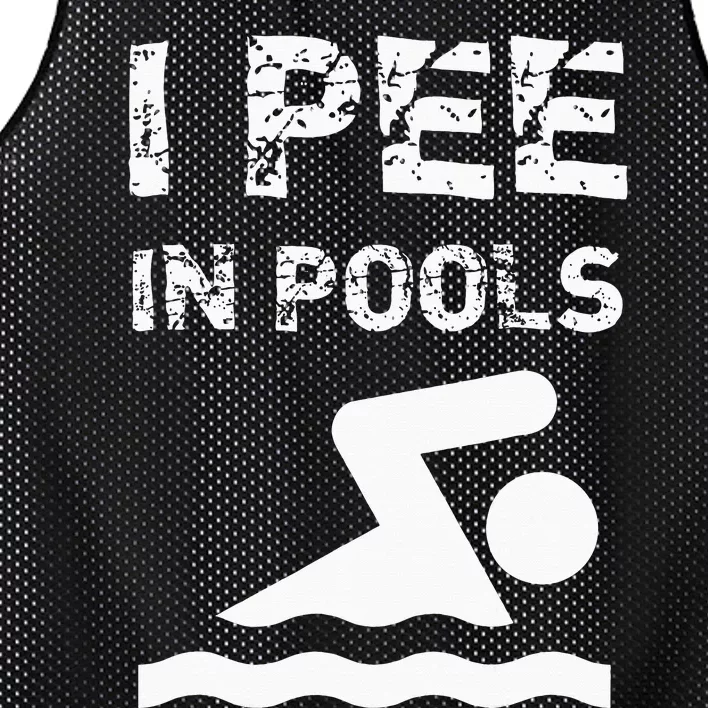 I Pee In Pools Funny Swimming Sarcastic Swim Saying Mesh Reversible Basketball Jersey Tank