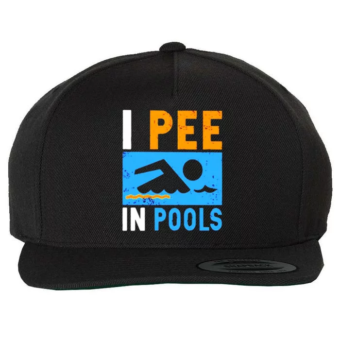 I Pee In Pools Wool Snapback Cap