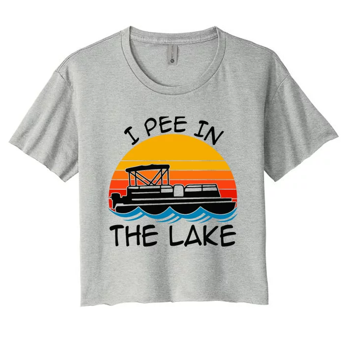 I pee in the lake vintage boating pontoon Women's Crop Top Tee