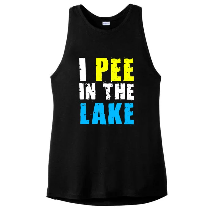 I Pee In The Lake Funny Summer Vacation Ladies Tri-Blend Wicking Tank