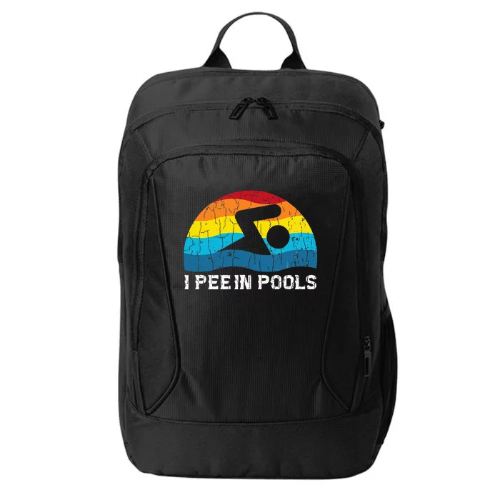 I Pee In Pools Funny Swimmer Swimming Coach Player Graphic City Backpack