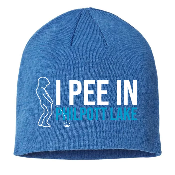 I Pee In The Philpott Lake Funny Camping Humor Camper Gift 8 1/2in Sustainable Knit Beanie