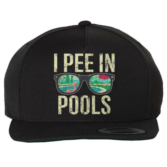 I Pee In Pools Glasses Summer Vacation Funny Wool Snapback Cap