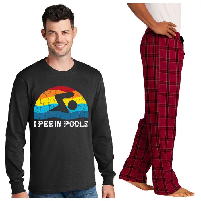 I Pee In Pools Funny Swimmer Swimming Coach Player Graphic Long Sleeve Pajama Set