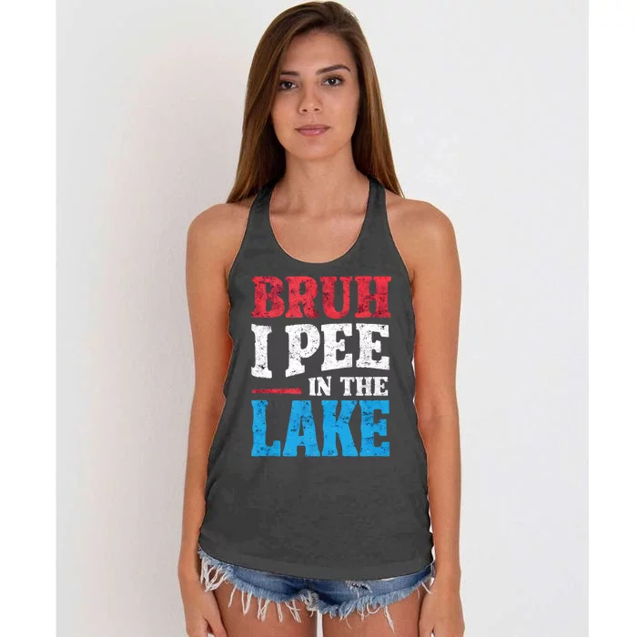 I Pee In The Lake Funny Boating Swimming Summer Vacation Women's Knotted Racerback Tank