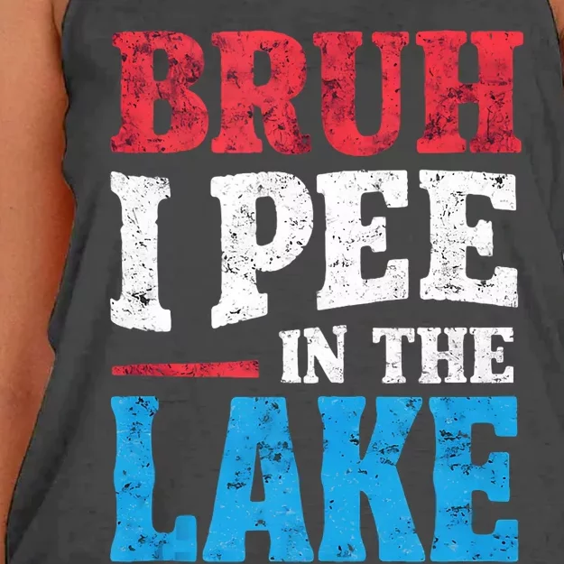 I Pee In The Lake Funny Boating Swimming Summer Vacation Women's Knotted Racerback Tank