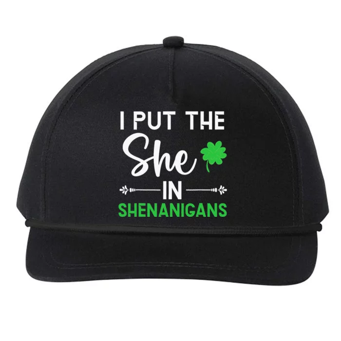 Irish Pride I Put The She In Shenanigans St Patricks Day Snapback Five-Panel Rope Hat