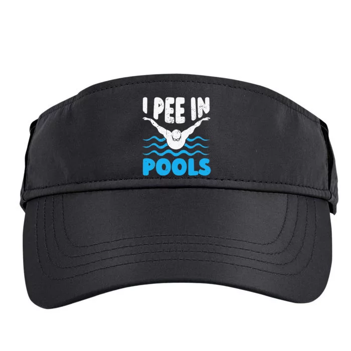 I Pee In Pools Funny Swimmer Swimming Coach Player Graphic Adult Drive Performance Visor