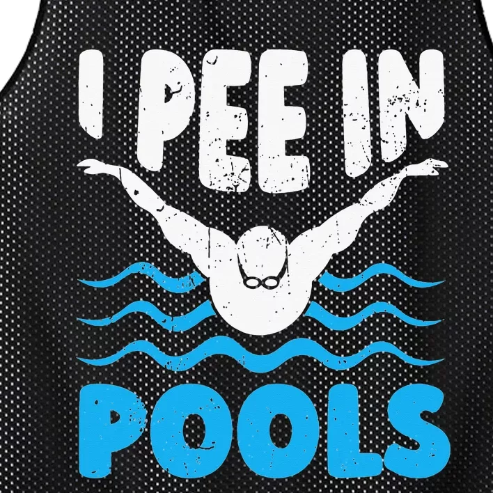 I Pee In Pools Funny Swimmer Swimming Coach Player Graphic Mesh Reversible Basketball Jersey Tank