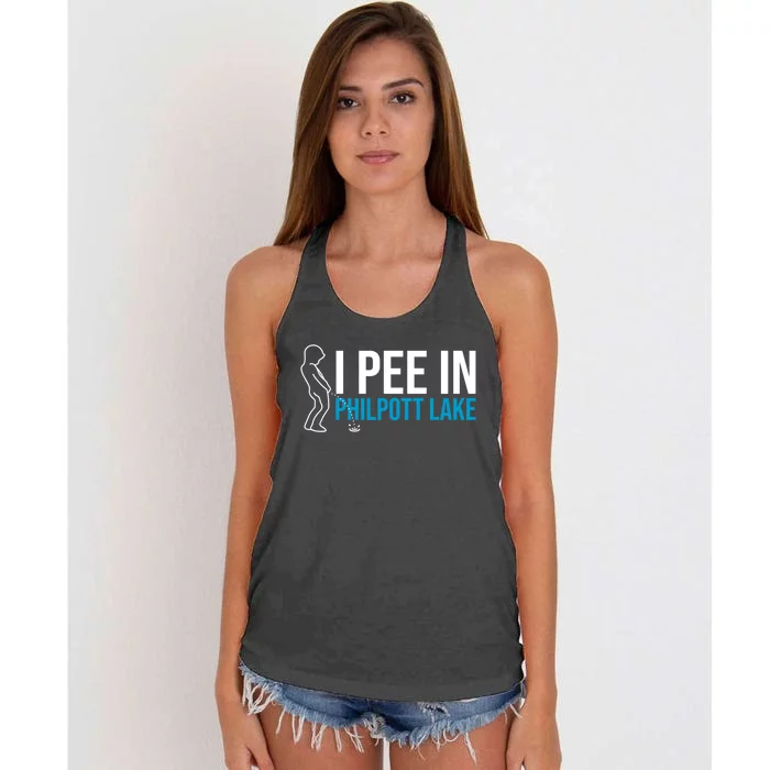 I Pee In The Philpott Lake Funny Camping Humor Camper Cool Gift Women's Knotted Racerback Tank