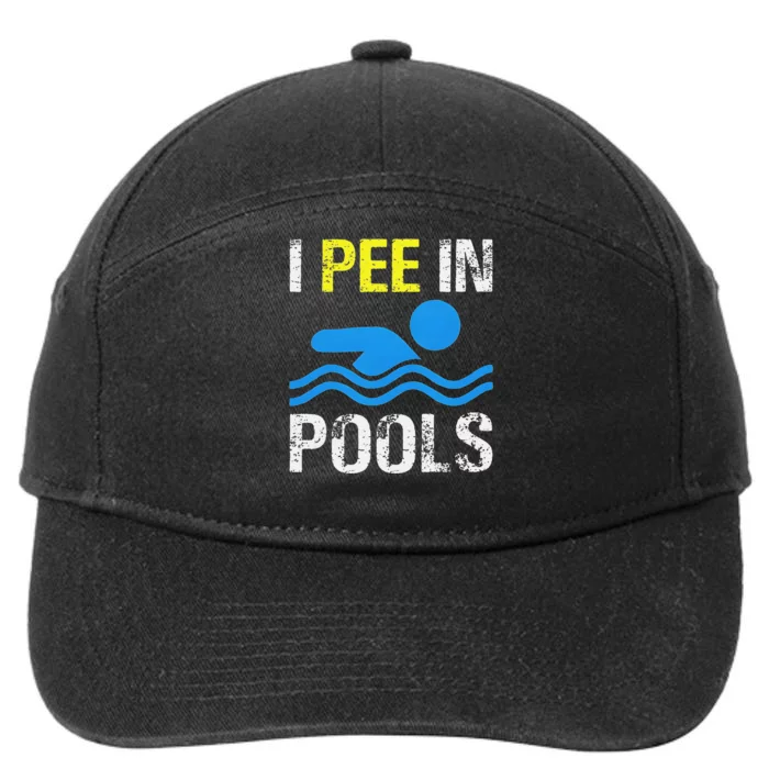 I Pee In Pools Funny Summer Swimming 7-Panel Snapback Hat