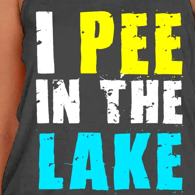 I Pee In The Lake Funny Summer Vacation Women's Knotted Racerback Tank